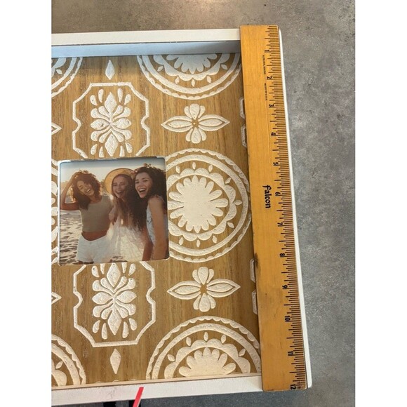 Young’s Inc Rustic Boho Wood 3.5 X 3.5 Photo Frame 12 X 12 White Floral Picture - Picture 3 of 3
